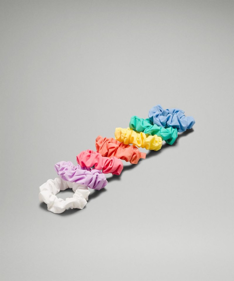 Lululemon | Women's Uplifting Scrunchies 7 Pack White / Sakura Pink / Coral Kiss / Beaming Yellow / Wander Teal / Sinatra Blue / Purple Cosmos