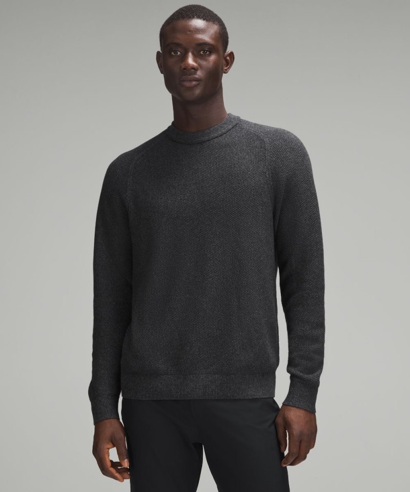 Lululemon | Men's Textured Knit Crewneck Sweater Heathered Black