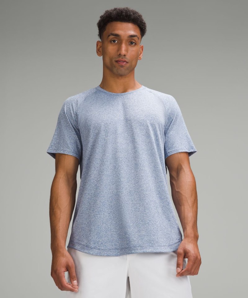 Lululemon | Men's License to Train Short-Sleeve Shirt Heathered Oasis Blue