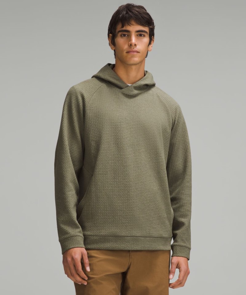 Lululemon | Men's Textured Double-Knit Cotton Hoodie Heathered Medium Olive / Black