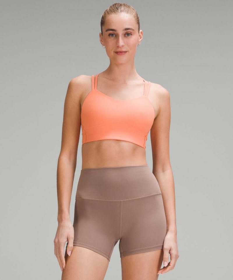 Lululemon | Women's Like a Cloud Ribbed Longline Bra Light Support, B / C Cup Coral Kiss