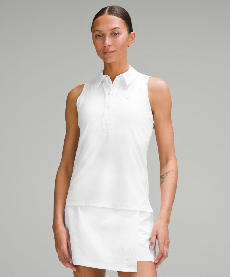 Lululemon | Women's Quick Dry Sleeveless Polo Shirt Straight Hem White