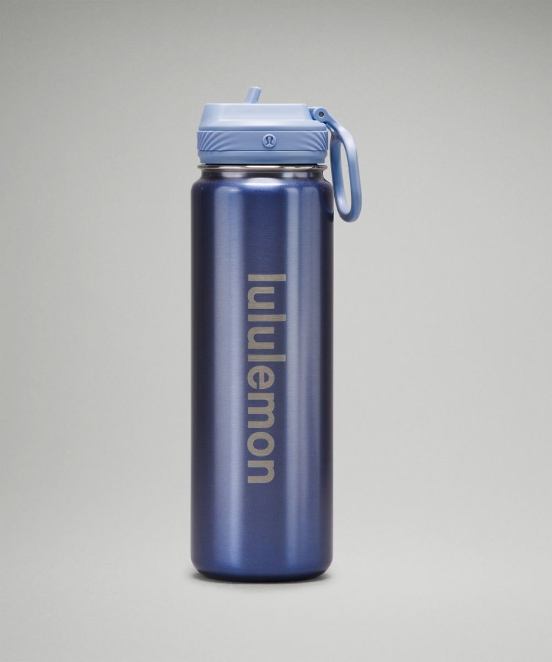 Lululemon | Men's Back to Life Sport Bottle 24oz Straw Lid Blue Linen