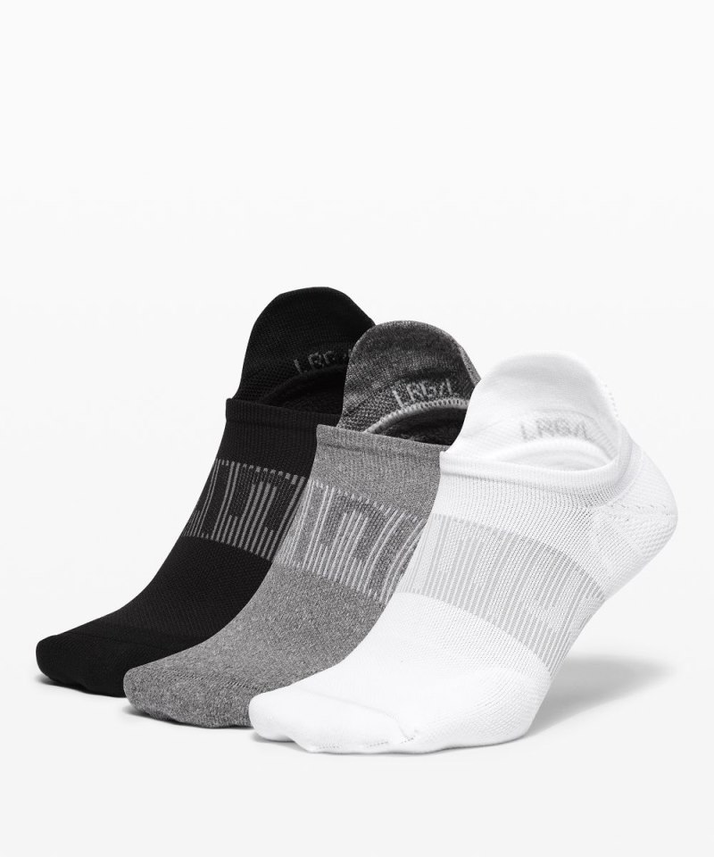 Lululemon | Men's Power Stride Tab Socks 3 Pack White / Heather Grey / Black