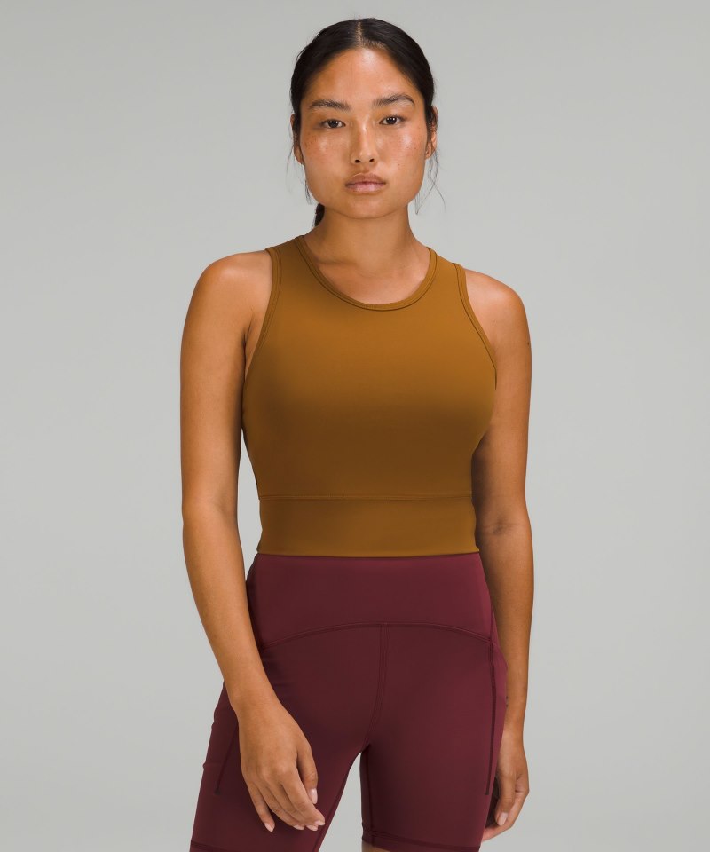 Lululemon | Women's Mesh-Back Training Cropped Tank Top Rich Caramel