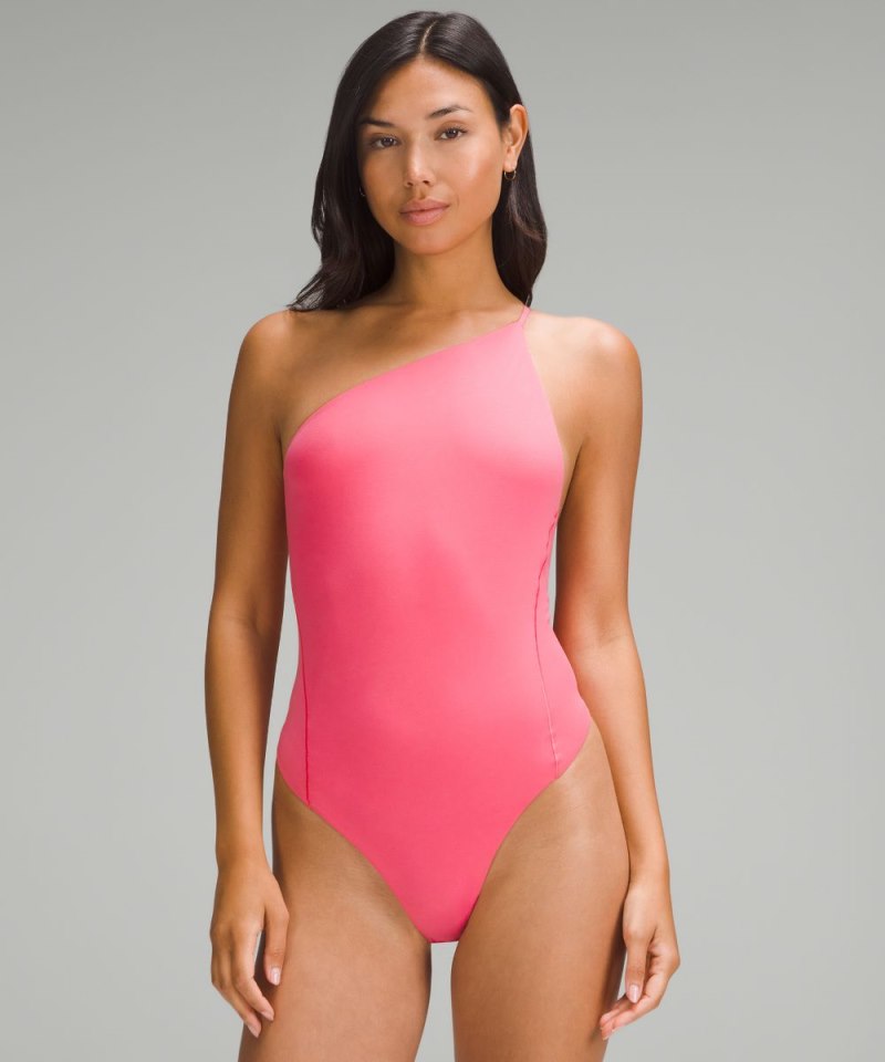 Lululemon | Women's Wundermost Ultra-Soft Nulu One-Shoulder Spaghetti-Strap Bodysuit Glaze Pink