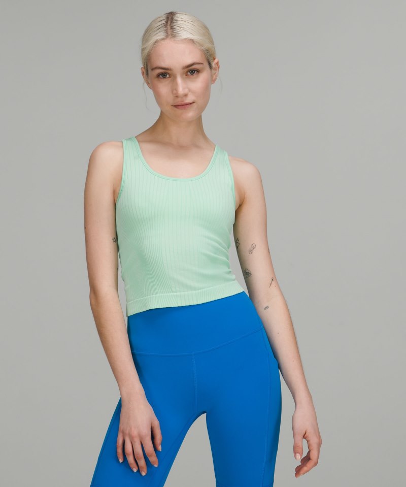 Lululemon | Women's Ebb to Street Cropped Tank Top Rib Map Wild Mint / Ice Green