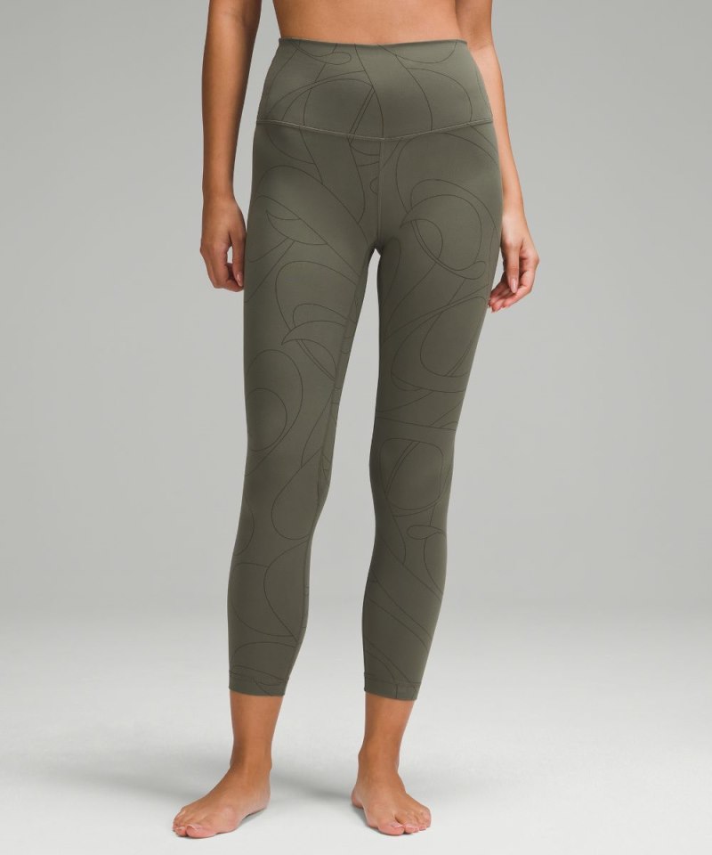 Lululemon | Women's Align High-Rise Pant 25"L Scripted Yogo Army Green / Dark Olive