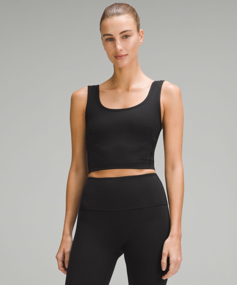 Lululemon | Women's Wunder Train Scoop-Neck Ribbed Tank Top Medium Support, B / C Cup Black